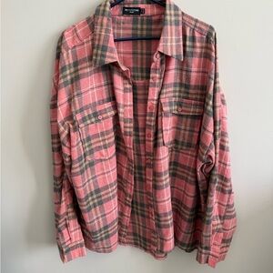 Pink and Gray Oversized Button Down Shirt